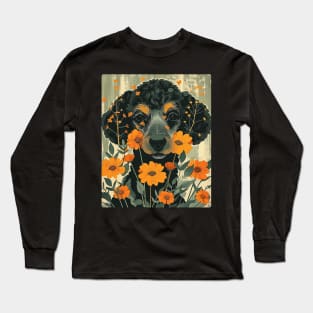 Poodle dog Flowers Photo Art Design For Dog Onwer Long Sleeve T-Shirt